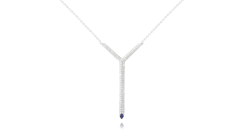 <a href="http://www.ralphmasri.com" target="_blank">Ralph Masri</a> 18-karat white gold necklace with diamonds and sapphires ($1,745)