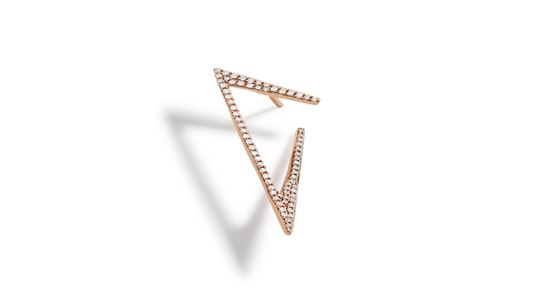 “Donatella” 14-karat rose gold diamond single statement earring, featuring 78 round diamonds ($450)