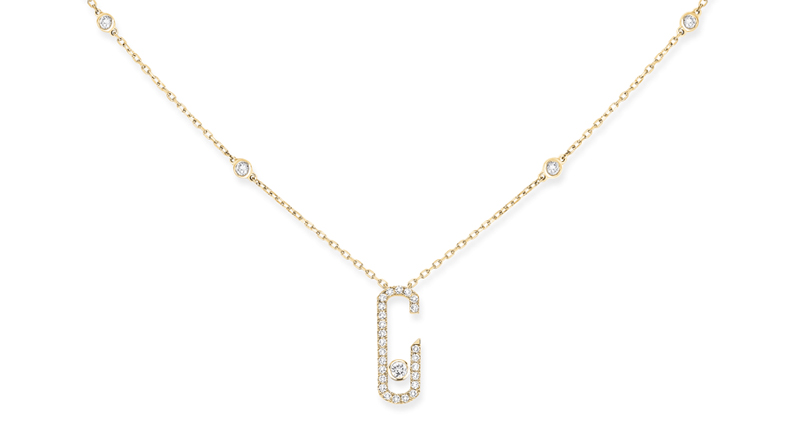 A yellow gold and diamond necklace