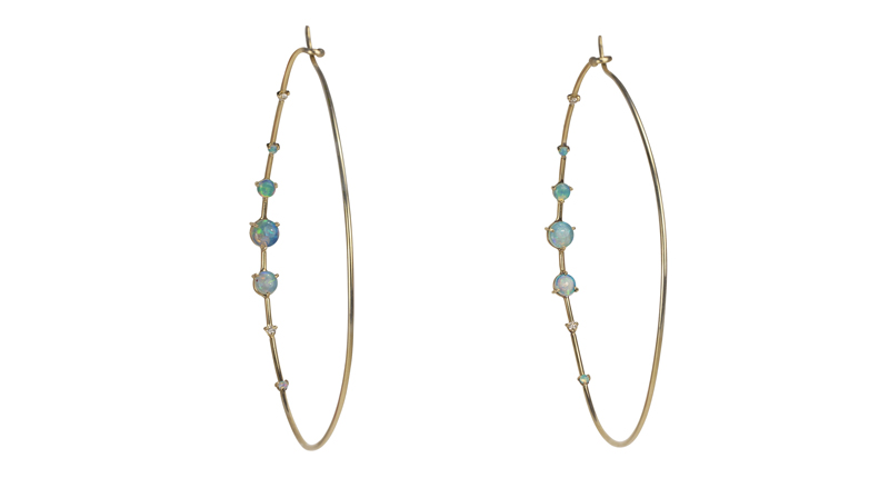 <strong>Statement Hoops:</strong> <a href="http://wwake.com/" target="_blank">Wwake</a>’s Big Counting Hoops in 14-karat yellow gold with opals and diamonds ($3,850)