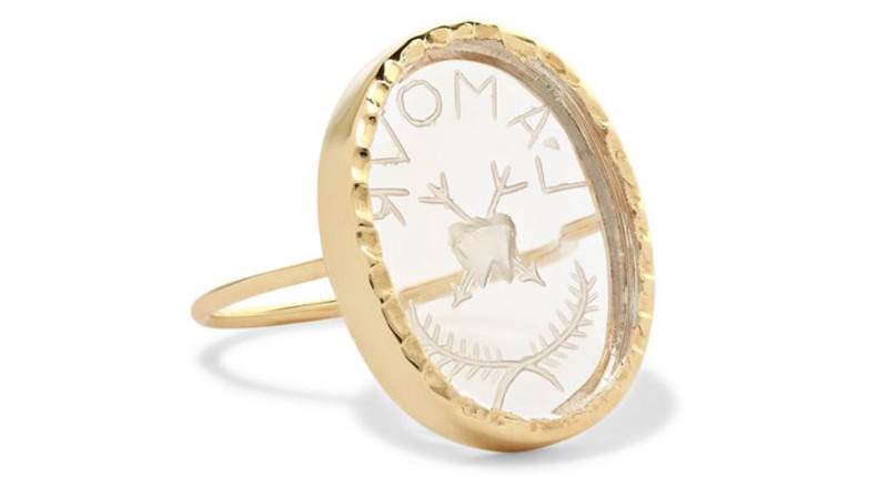 Pascale Monvoisin’s 9-karat gold ring with carved rock crystal, $735<br />Available on <a href="https://www.net-a-porter.com/us/en/" target="_blank" rel="noopener noreferrer"><b>Net-a-Porter</b></a><br />