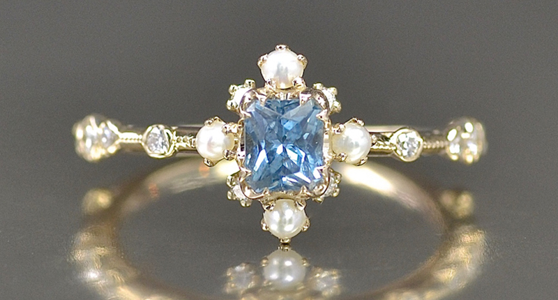 Kataoka’s ring features aquamarine and diamond accents made in 24-karat gold ($5,380)<br /><a href="http://www.kataoka-jewelry.com/" target="_blank">Kataoka-Jewelry.com</a>