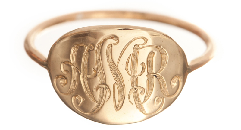 <a href="https://www.arielgordonjewelry.com/collections/signets/products/slim-signet-ring" target="_blank" rel="noopener noreferrer">Ariel Gordon Jewelry</a>’s 14-karat yellow gold slim signet ring with custom engraving ($450)<br /><br />“My signet styles are some of my best-selling pieces. They are all hand-engraved by a third generation engraver in the downtown Los Angeles jewelry district where I make all my pieces. Having something hand-engraved (versus machine engraved) really gives a piece an heirloom quality and makes it feel special and thoughtful. It can really be worn daily and become a part of you.”--Ariel Gordon