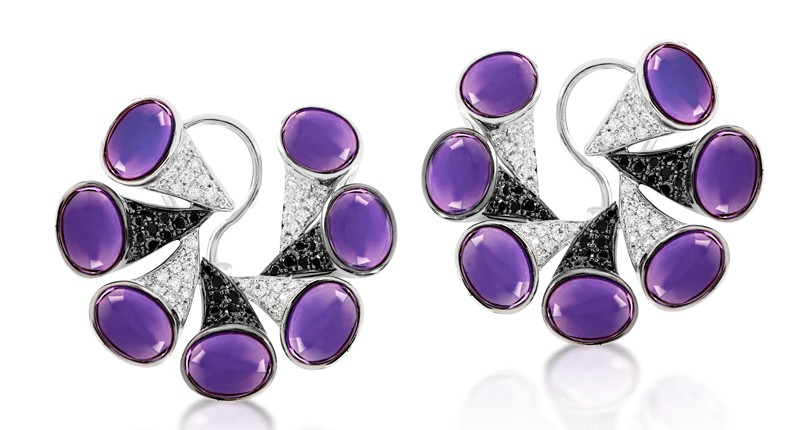 <a href="https://www.ananya.com" target="_blank" rel="noopener">Ananya</a> c-clip Nazar earrings set with amethyst and diamonds ($11,929)