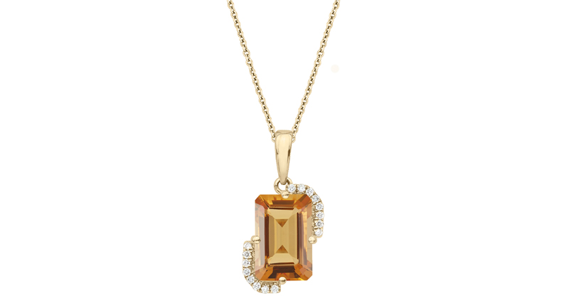 <strong>November: Citrine.</strong> The “Pegasus” necklace from Arya Esha’s Galaxy collection, featuring citrine and diamonds set in recycled 18-karat gold ($1,670)