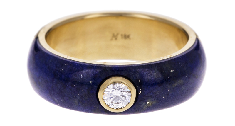 Marc Alary 18-karat gold, lapis and diamond ring ($3,400, <a href="https://www.twistonline.com/designers-marc-alary-rings/lapis-and-diamond-belsa-ring/_/searchString/inlay" target="_blank" rel="noopener">available at Twist</a>)
