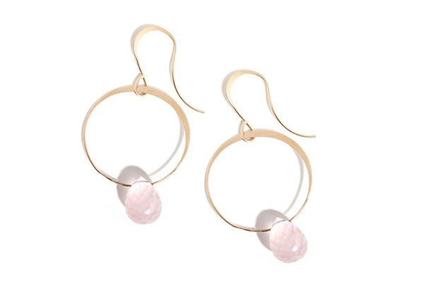 Melissa Joy Manning’s rose quartz drop earrings in 14-karat gold ($225)