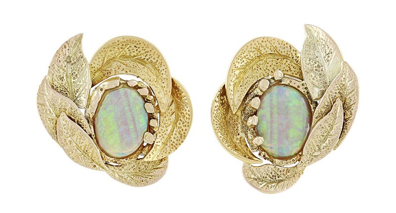 Beladora opal earrings in 14-karat yellow gold ($1,450)