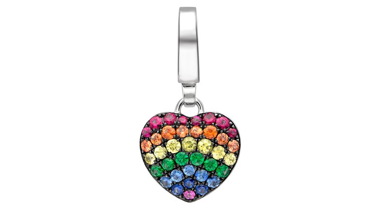 <a href="https://www.theofennell.com" target="_blank" rel="noopener">Theo Fennell</a> 18-karat white gold Rainbow Art charm with ruby, sapphire and tsavorite (£1,500)