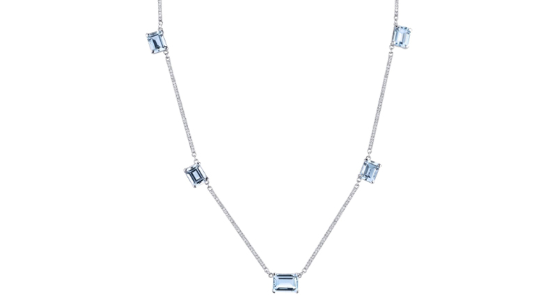 <a href="http://www.karmaelkhalil.com/" target="_blank" rel="noopener">Karma El Khalil</a> aquamarine and diamond Strata necklace in 18-karat white gold ($22,000)