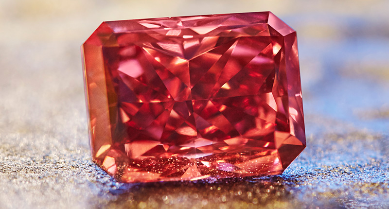 The 2.11-carat radiant-cut fancy red Argyle Everglow, the top lot of the 2017 Argyle Pink Diamonds Tender