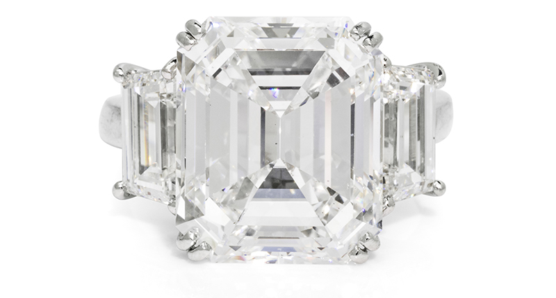 A 10.04 carat emerald cut diamond ring valued at $200,000 to $300,000