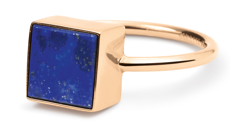 Ginnette NY’s 18-karat rose gold ring with lapis ($515)