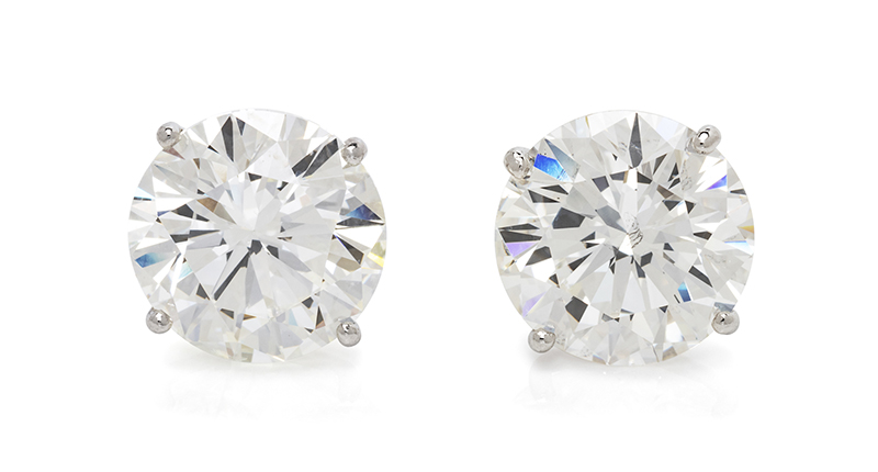 A pair of 10.04 carat total weight diamond stud earrings valued at $125,000 to $175,000
