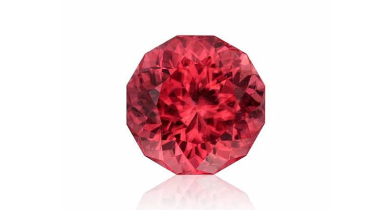 <strong>All Other Faceted.</strong> Brett Kosnar of Beija Flor Wholesale won first place for this 24.26-carat round, Portuguese-cut rhodochrosite.