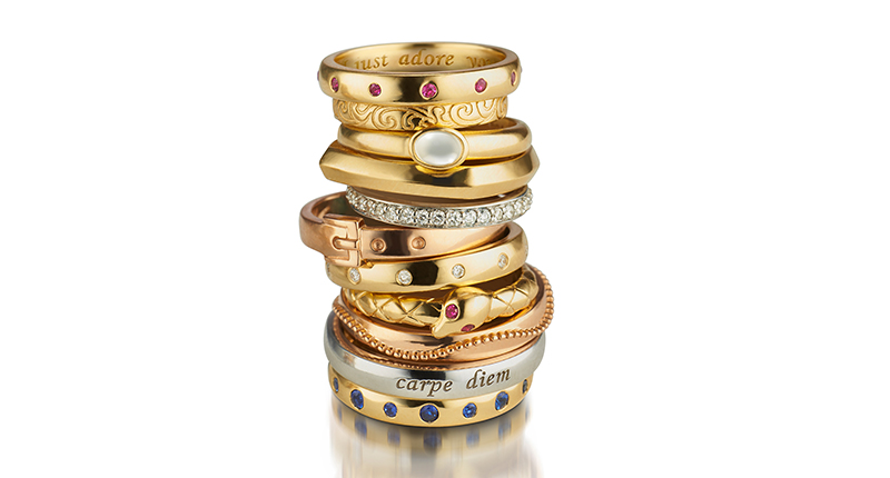 <strong>Stackable Rings and Bangles.</strong> Monica Rich Kosann’s stack of 18-karat yellow, rose and white gold “Posey” rings, set with diamonds, rubies or sapphires (starting at $465). <a href="http://www.monicarichkosann.com/" target="_blank">MonicaRichKosann.com</a>
