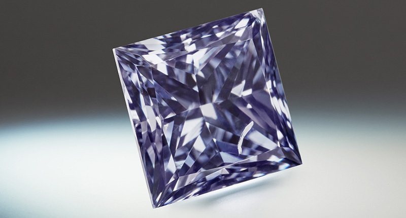 The Alchemy is a 1.57-carat princess-cut diamond color-graded as a fancy dark gray-violet diamond.