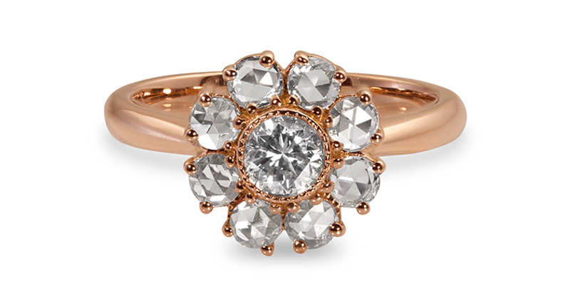 Julez Bryant created this diamond flower ring with rose-cut white diamonds set in 14-karat rose gold ($7,245).<br /><a href="http://www.julezbryant.com" target="_blank">JulezBryant.com</a>