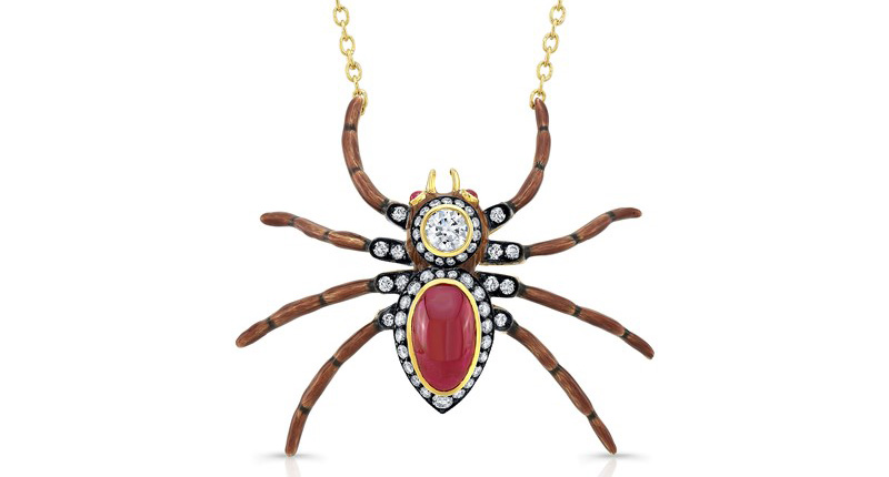 Lord Jewelry one-of-a-kind Spider pendant made in 18-karat yellow gold and set with an 8.40-carat ruby, plus 1.20-carat center diamond and 2.65 carats of additional diamonds and enameling ($31,000)<br /><a href="http://www.lordjewelry.us" target="_blank" rel="noopener noreferrer">LordJewelry.US</a>