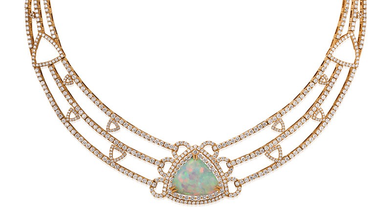 Le Vian Couture 18-karat rose gold necklace with a 9.85-carat opal and 15.51 carats of brown and white diamonds ($51,997)
