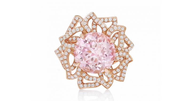 Carelle’s “After Dark” pink tourmaline and diamond ring made in 18-karat rose gold ($12,890)