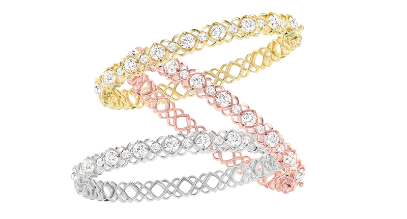 <strong>Stackable Rings and Bangles.</strong> Jack Kelége’s 18-karat yellow, rose and white gold bangles with round white diamonds (yellow and white gold, $25,000; rose gold, $23,500) <a href="http://www.jackkelege.com/" target="_blank">JackKelege.com</a>