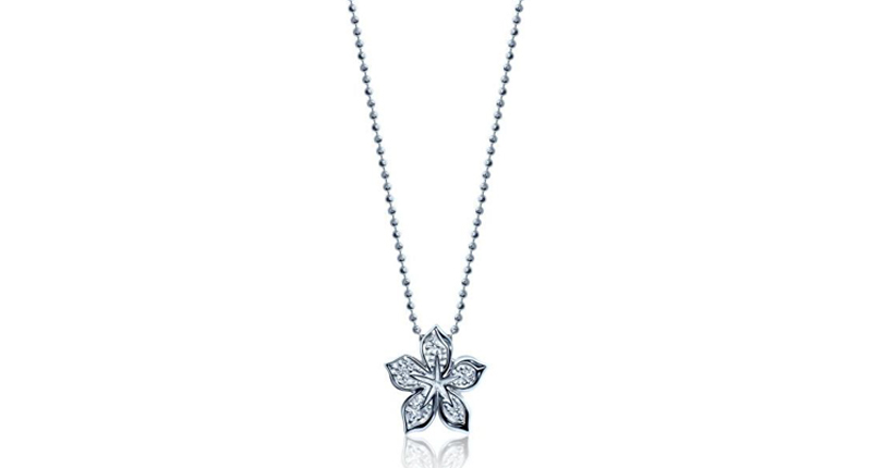 This is Alex Woo’s diamond lily necklace in 14-karat white gold ($918).<br /> <a href="http://www.alexwoo.com/products/little-signs-lily-virgo-in-14-kt-white-gold-and-diamonds?variant=9722802629" target="_blank">AlexWoo.com</a>