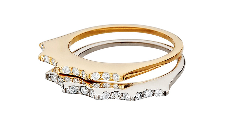 <strong>Stackable Rings and Bangles.</strong> Mimata’s diamond-set 19-karat yellow and white gold “Empress” rings ($1,430 each) <a href="http://mimata.pt/en/" target="_blank">Mimata.pt </a>
