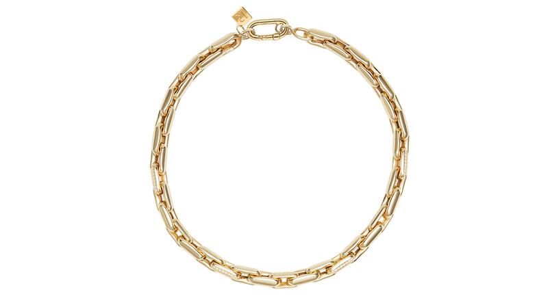 Lauren Rubinski gold and diamond link tennis necklace