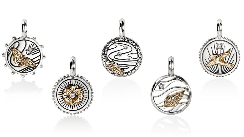 John Hardy Modern Talisman Butterfly Charm, Lotus Charm, Naga Charm, Seashell Charm, Starling Charm