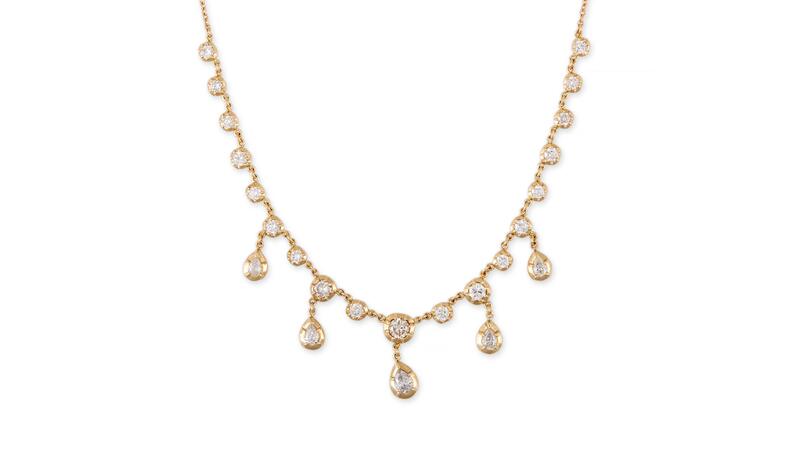 Jacquie Aiche Sofia shaker gold and diamond tennis necklace