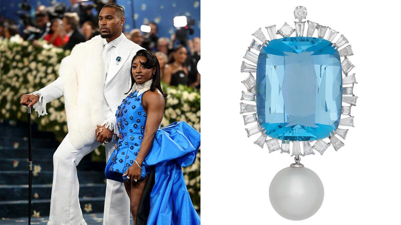 Jonathan Owens Wears Margot McKinney Atlantic Brooch to 2025 Met Gala with Simone Biles