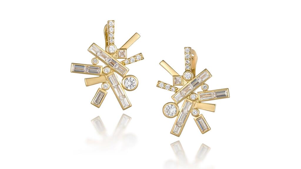 Martha Seely Design, designed by Martha Seely in Carlisle, Massachusetts. A pair of “Starburst” earrings in 14-karat yellow gold with 3.28 carats of lab-grown diamonds ($5,650) Martha Seely Design Starburst earrings