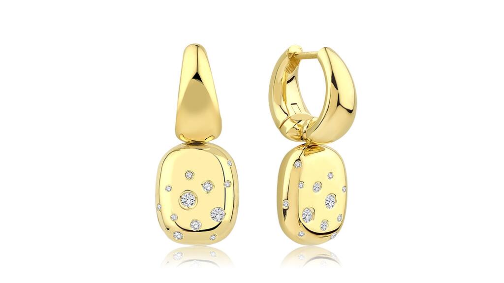 Kloto 18-karat yellow gold earrings with 0.2 carats of diamonds