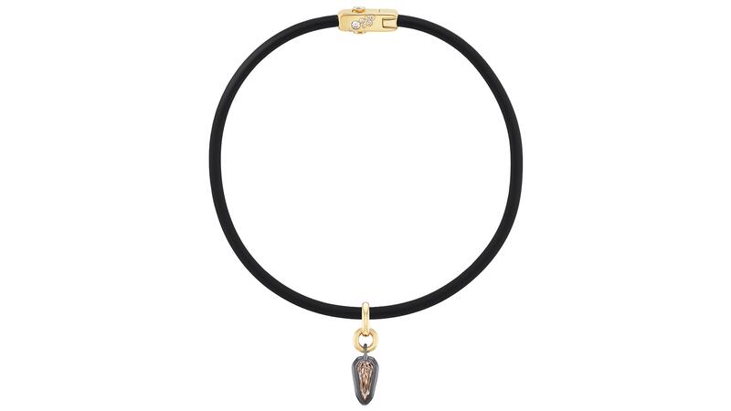 Uniform Object Carbon Torque Necklace with Carriage Champagne Diamond Pendant