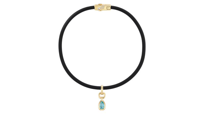 Uniform Object Carbon Torque Necklace with Carriage Paraiba Pendant
