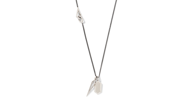 <a href="https://www.evafehren.com/collections/xx-xy/products/dagger-hero-necklace-in-18k-palladium-white-gold" target="_blank">Eva Fehren </a> Dagger Hero necklace in 18-karat palladium white gold ($2,486)