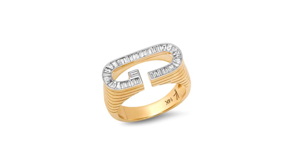 Grandsize Diamond Encrusted Initial Ring