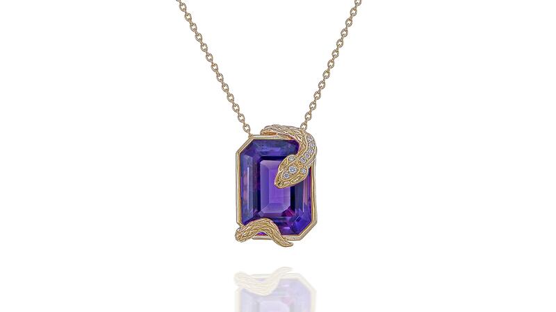 Yael Designs amethyst snake pendant necklace