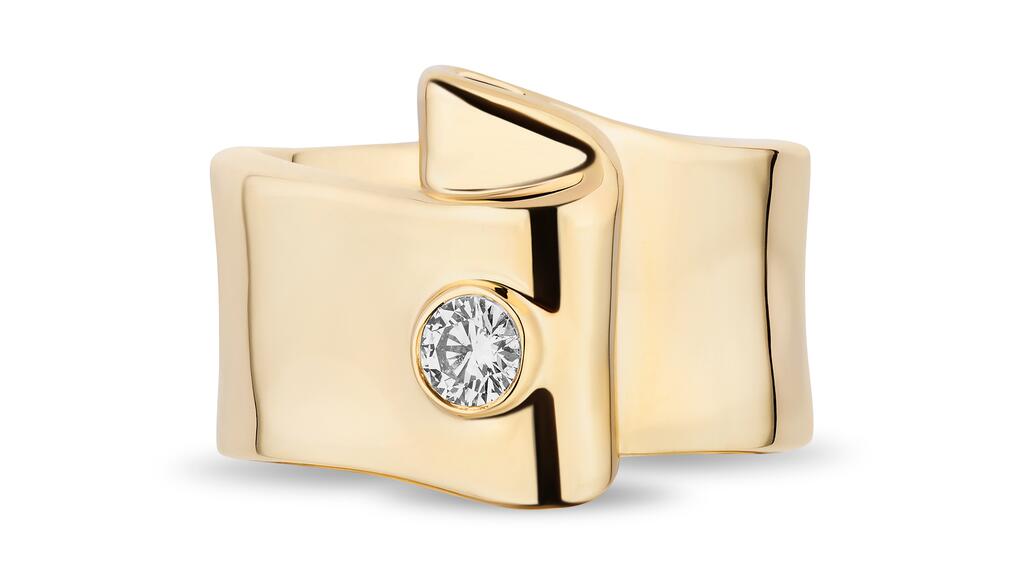 Mason and Books Folded Chiffon Cigar Band in 14-karat yellow gold and diamond