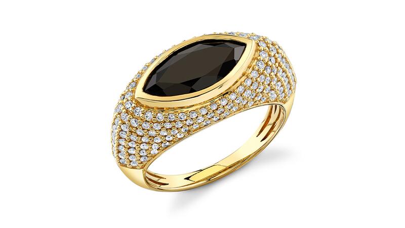 Sydney Evan Tuxedo Faceted Marquise Eye Stone Pave Ring