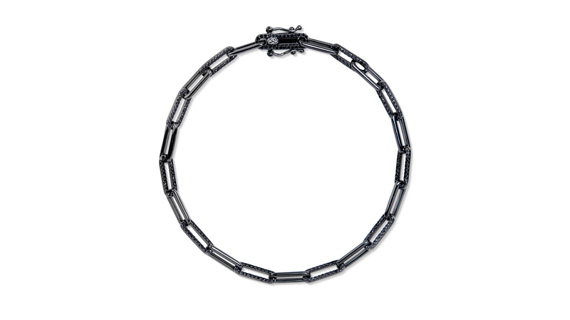 <a href="https://annesisteron.com/collections/mens-collection/products/14kt-oxidized-white-gold-black-diamond-paper-clip-link-bracelet " target="_blank">Anne Sisteron </a> 14-karat oxidized white gold with black diamond paper clip link bracelet ($3,365)