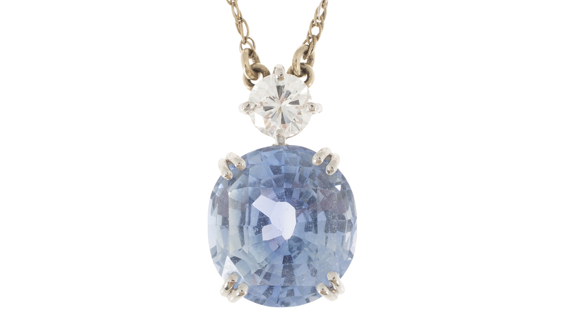 Betty White wore this 14-karat white gold sapphire and diamond pendant on “The Mary Tyler Moore Show,” to the Primetime Emmys in 1976, and on “The Golden Girls.” A buyer paid $35,200 for it at Julien’s Auctions’ recent sale of the late actress’ estate.