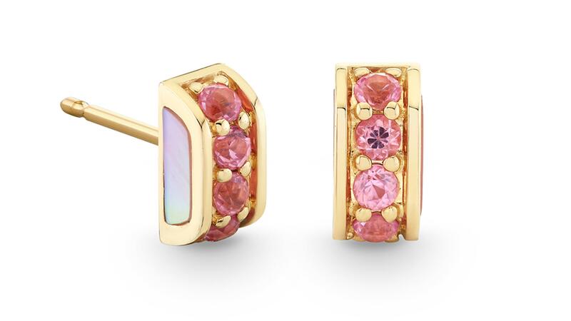 Sydney Evan Confetti Disco Stone Inlay Pave Stud Earrings