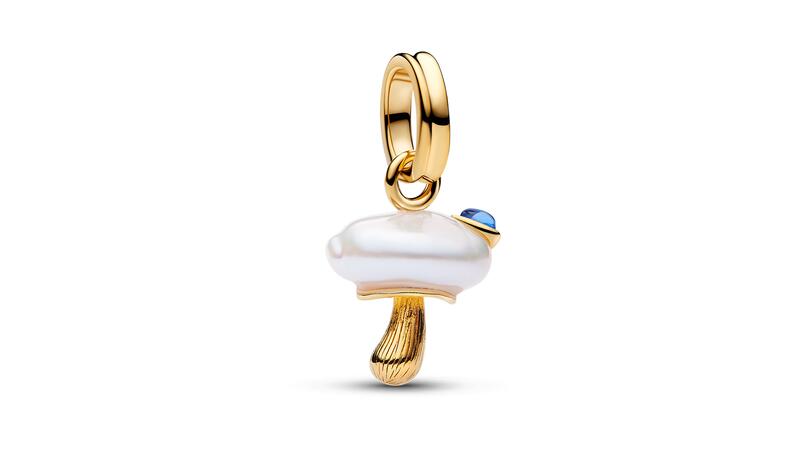 Pandora mushroom baroque pearl dangle charm