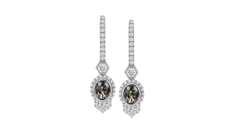 AG Gems platinum earrings with alexandrites and diamonds