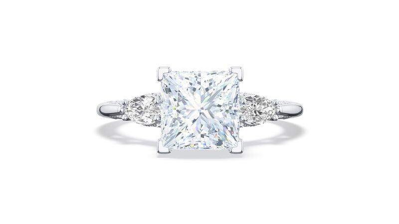 Tacori three-stone princess cut diamond engagement ring