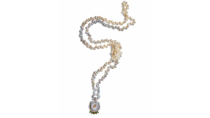 K. Brunini Jewels Skipping Stones Pendant on Pearl Necklace