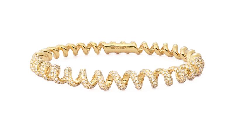 “Slinkee Bangle” in 18-karat recycled yellow gold and 2.8 carats of diamonds ($19,440)