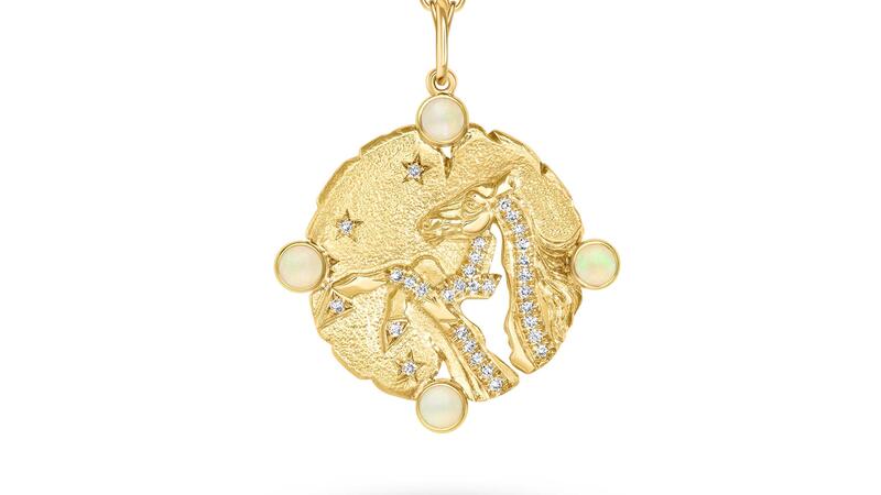 Karina Brez gold and moonstone Horsea necklace